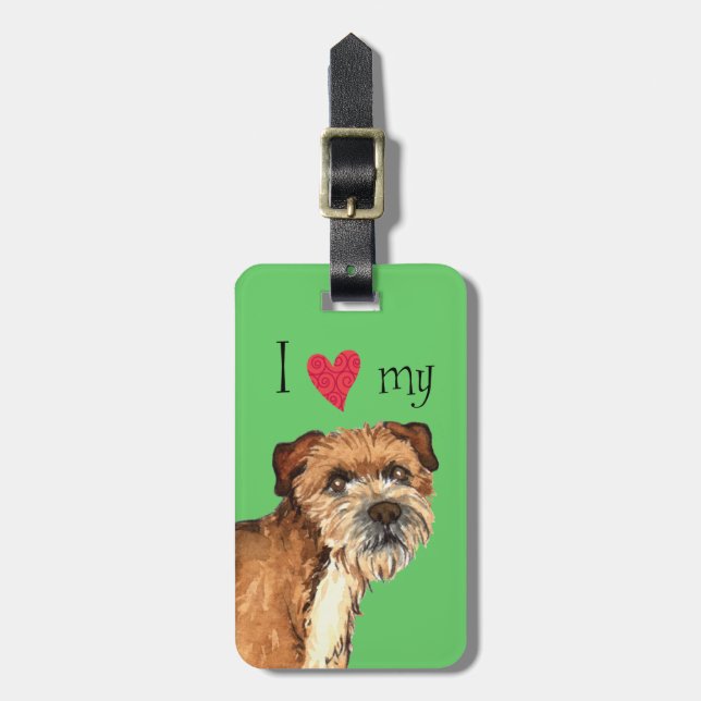 I Love my Border Terrier Luggage Tag (Front Vertical)