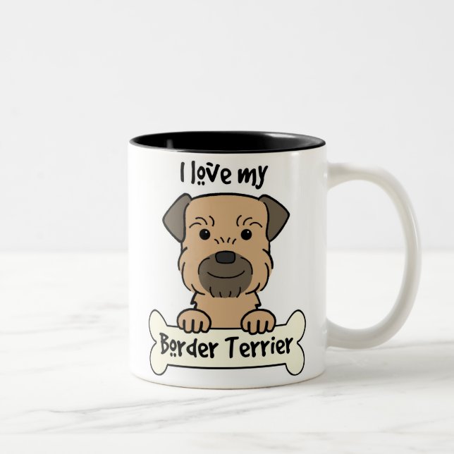 I Love My Border Terrier Two-Tone Coffee Mug (Right)