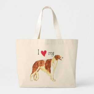 I Love my Borzoi Large Tote Bag