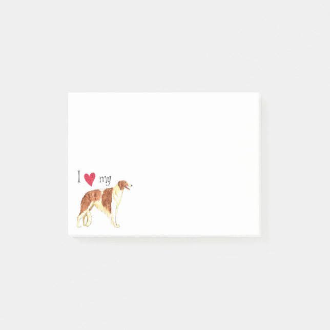 I Love my Borzoi Post-it Notes (Front)