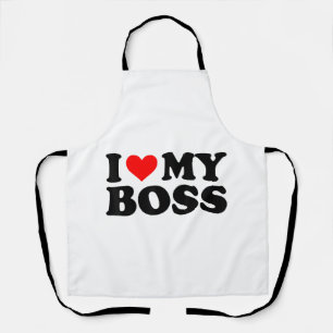 I Love My Boss Funny Red Heart Boss I Heart My Bos Apron
