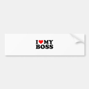 I Love My Boss Funny Red Heart Boss I Heart My Bos Bumper Sticker