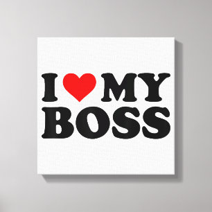I Love My Boss Funny Red Heart Boss I Heart My Bos Canvas Print