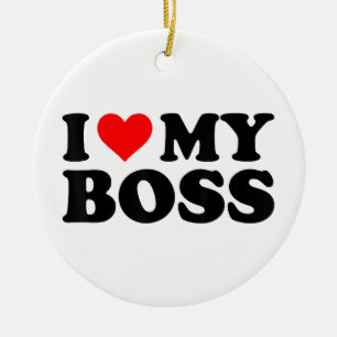 I Love My Boss Funny Red Heart Boss I Heart My Bos Ceramic Tree Decoration
