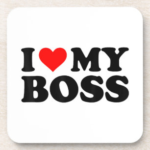 I Love My Boss Funny Red Heart Boss I Heart My Bos Coaster