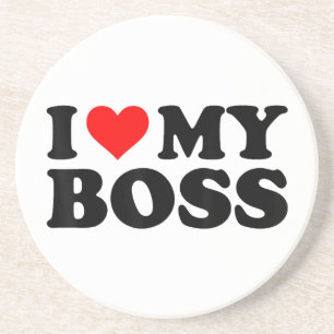 I Love My Boss Funny Red Heart Boss I Heart My Bos Coaster