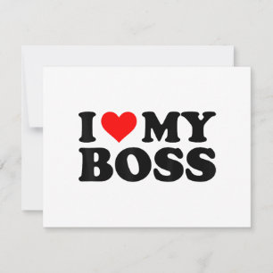 I Love My Boss Funny Red Heart Boss I Heart My Bos Holiday Card