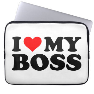 I Love My Boss Funny Red Heart Boss I Heart My Bos Laptop Sleeve