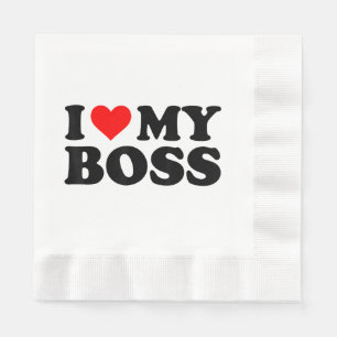 I Love My Boss Funny Red Heart Boss I Heart My Bos Napkin