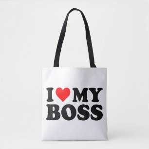 I Love My Boss Funny Red Heart Boss I Heart My Bos Tote Bag
