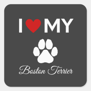 I love my Boston Terrier dog custom text Square Sticker