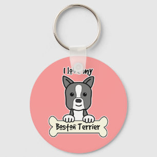 I Love My Boston Terrier Key Ring