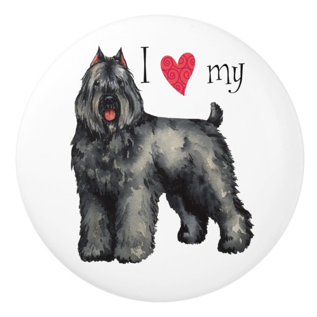 I Love my Bouvier Ceramic Knob (Front)