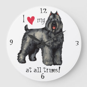 I Love my Bouvier Large Clock