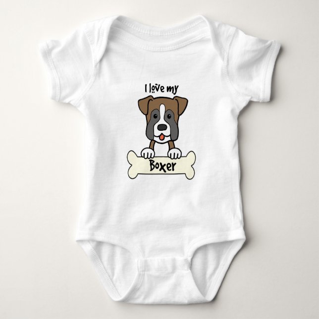 I Love My Boxer Baby Bodysuit (Front)