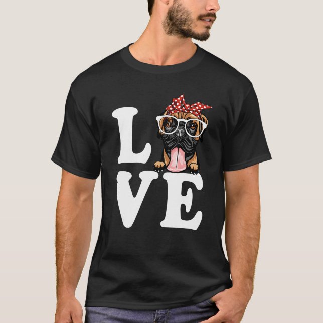 I Love My Boxer Bandanna Sunglasses Dog Lovers T-Shirt (Front)