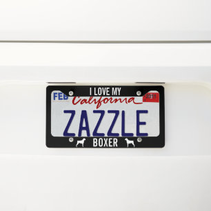 I Love My Boxer - Boxer Dog Silhouettes Custom Licence Plate Frame