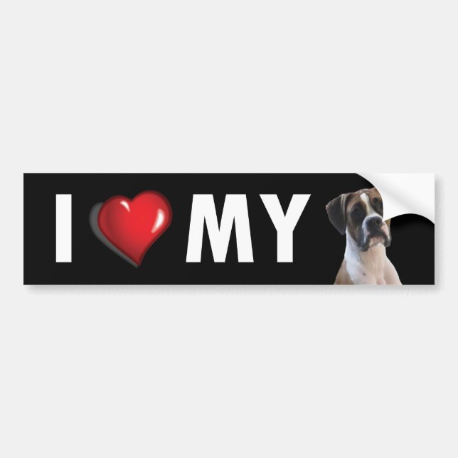 I Love My Boxer Bumper Sticker - Boxer Dog (Front)