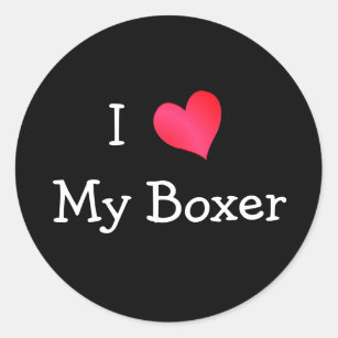 I Love My Boxer Classic Round Sticker