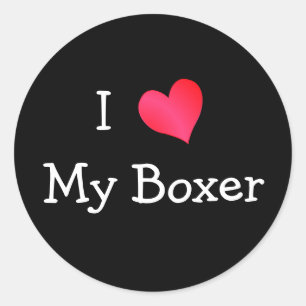 I Love My Boxer Classic Round Sticker
