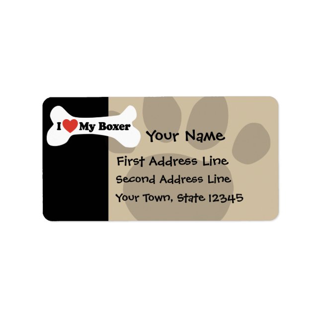 I Love My Boxer - Dog Bone Label (Front)