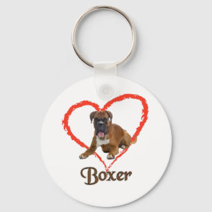 I Love My Boxer Dog Key Ring