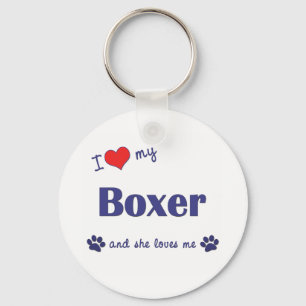 I Love My Boxer (Female Dog) Key Ring