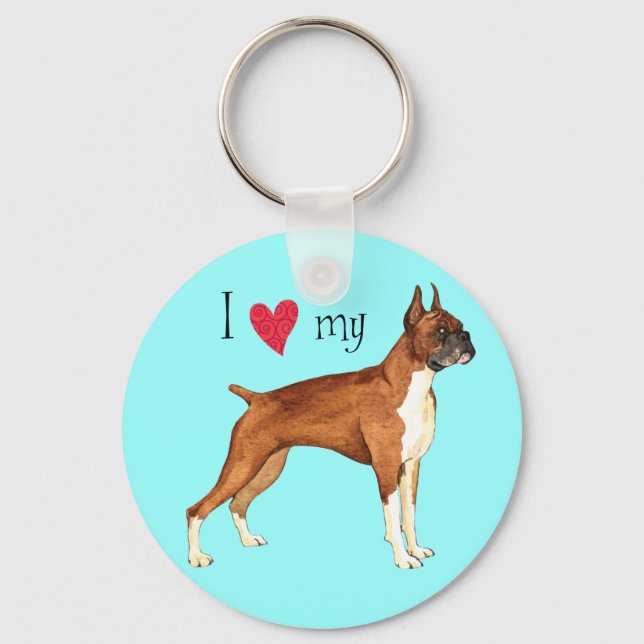 I Love my Boxer Key Ring (Front)