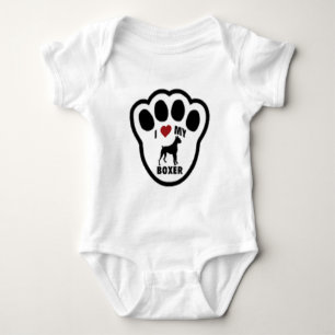 I love my Boxer Paw Print Baby Bodysuit