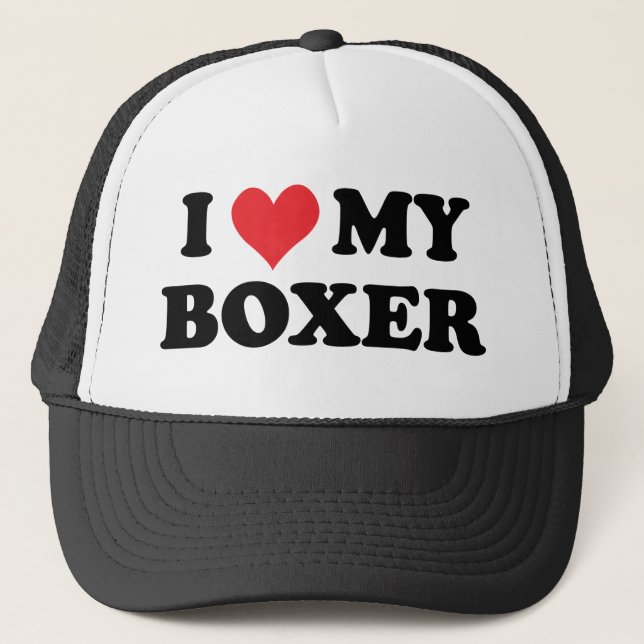 I Love My Boxer Trucker Hat (Front)