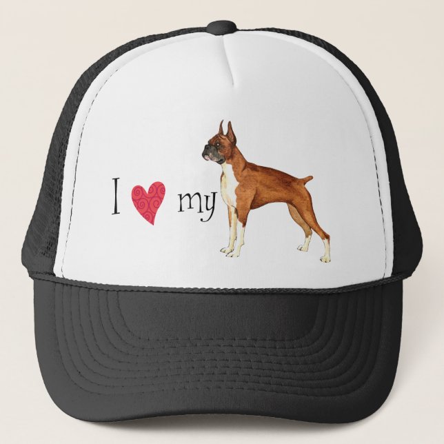 I Love my Boxer Trucker Hat (Front)