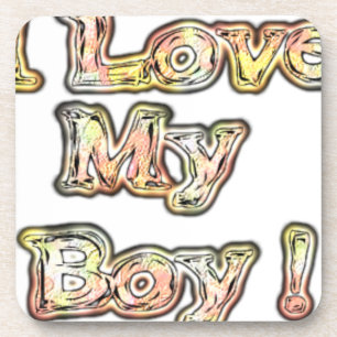 I Love My Boy Design Cool Vintage Collection Text Coaster