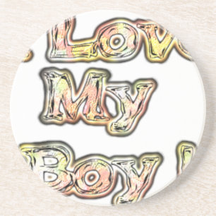 I Love My Boy Design Cool Vintage Collection Text Coaster