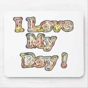 I Love My Boy Design Cool Vintage Collection Text Mouse Mat