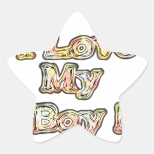 I Love My Boy Design Cool Vintage Collection Text Star Sticker
