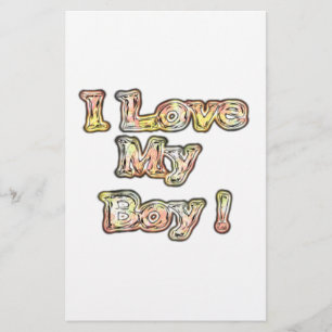 I Love My Boy Design Cool Vintage Collection Text Stationery