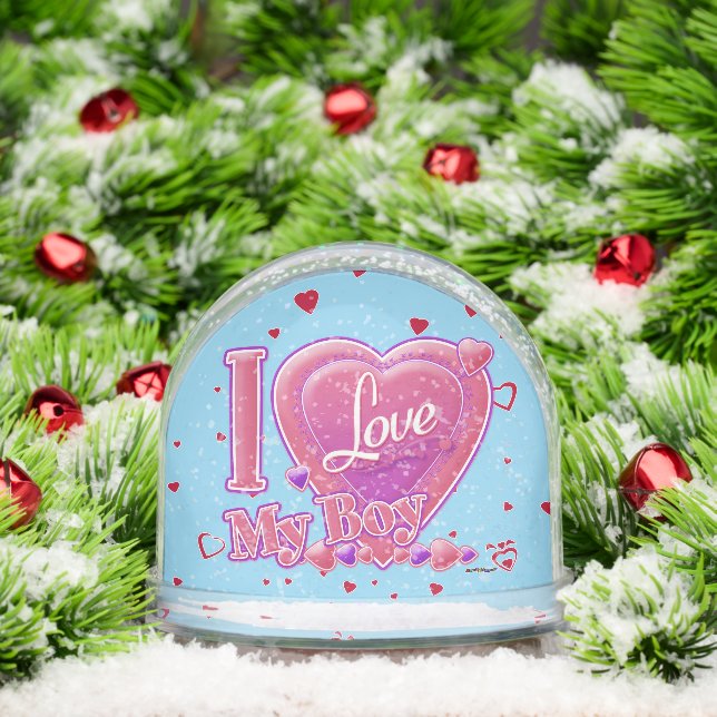 I Love My Boy pink/purple - hearts Snowglobe (Christmas)