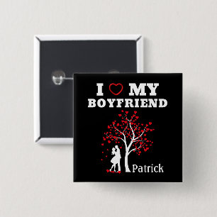 I Love my Boyfriend 15 Cm Square Badge