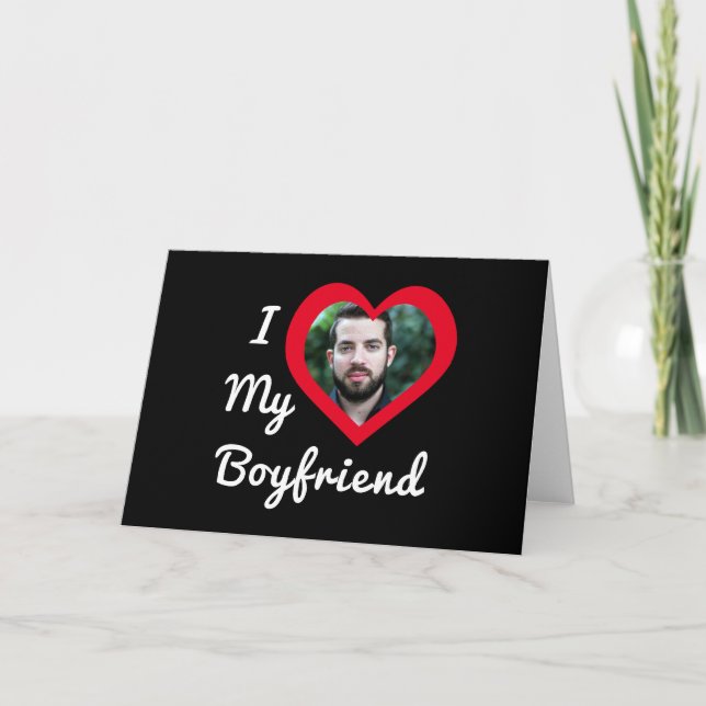 I Love My Boyfriend Bae Personalised Custom Photo Card (Front)
