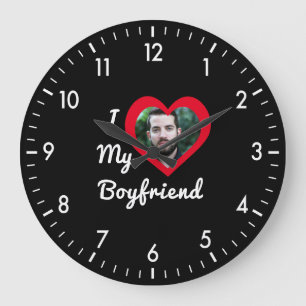 I Love My Boyfriend Bae Personalised Custom Photo Large Clock