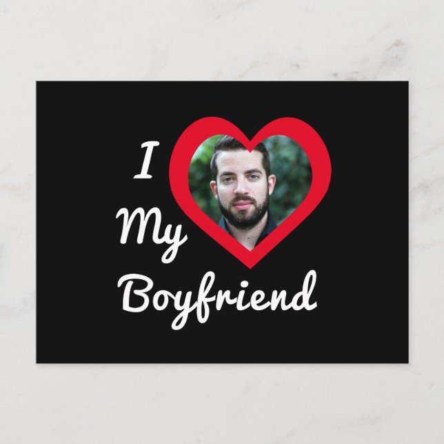 I Love My Boyfriend Bae Personalised Custom Photo Postcard (Front)