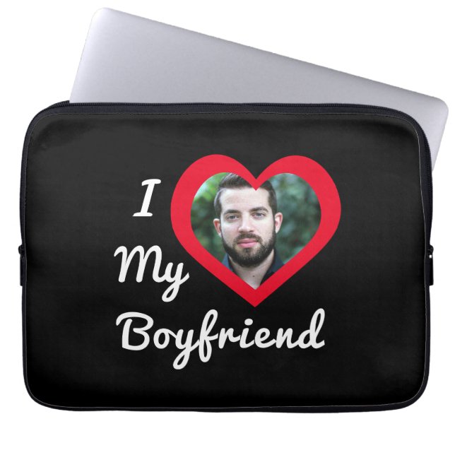 I Love My Boyfriend Bae Personalized Custom Photo Laptop Sleeve (Front)