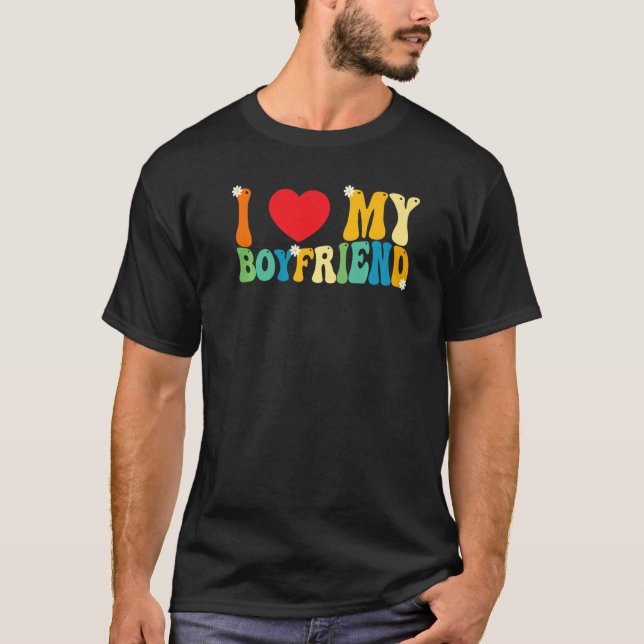 I Love My Boyfriend BF Red Heart Love  Valentine T-Shirt (Front)