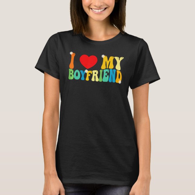I Love My Boyfriend BF  Red Heart Love   Valentine T-Shirt (Front)