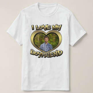 I Love my Boyfriend Bubble Heart Frame Gold T-Shirt