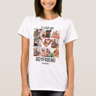 I love My Boyfriend Custom 9 Photo Collage T-Shirt
