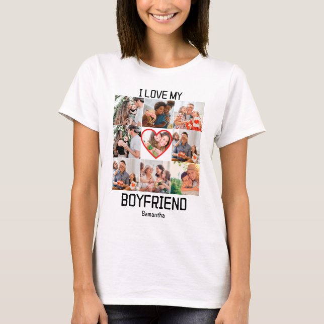 I love My Boyfriend Custom 9 Photo Collage T-Shirt (Front)