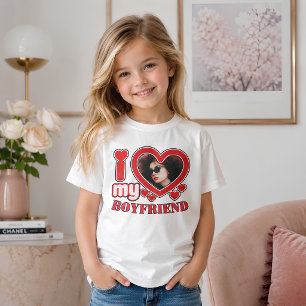 I Love My Boyfriend Custom Heart Photo T-Shirt