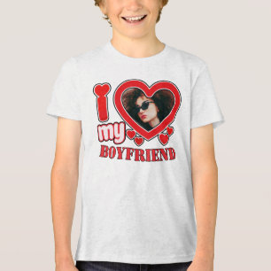 I Love My Boyfriend Custom Heart Photo Tri-Blend Shirt