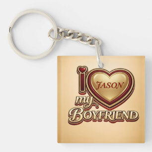 I Love My Boyfriend Custom Key Ring